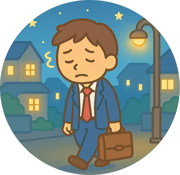 残業で夜遅くに帰るサラリーマン