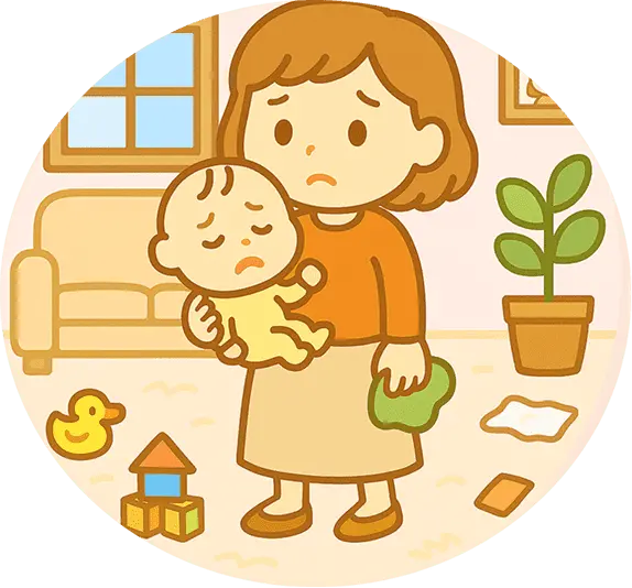 散らかったお部屋を片付ける時間がないママ